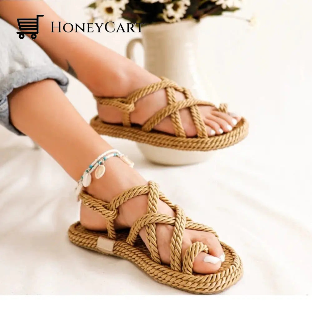 Women Summer Cross Tied Bohemian Ethnic Sandals Boho Sandals