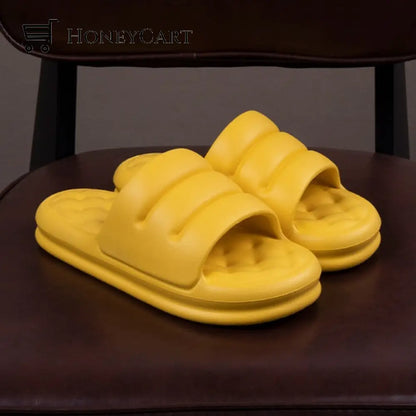 Women Thick Soles Eva Sofa Slides Anti-Slip Indoor Sandals Yellow / 5.5-6 Sandals