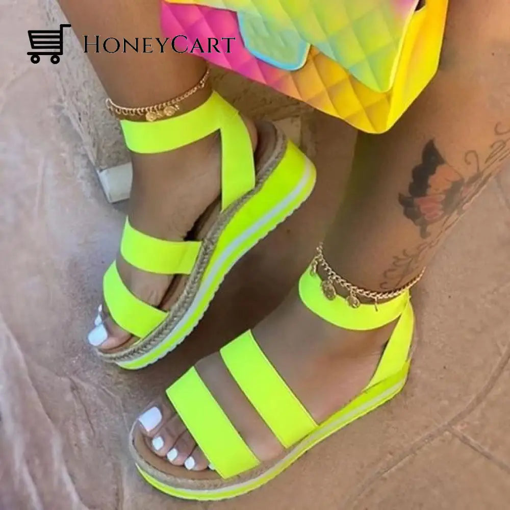 Women Woven Wedge Casual Platform Heel Sandals Green / 5 Wedge Platform Sandals