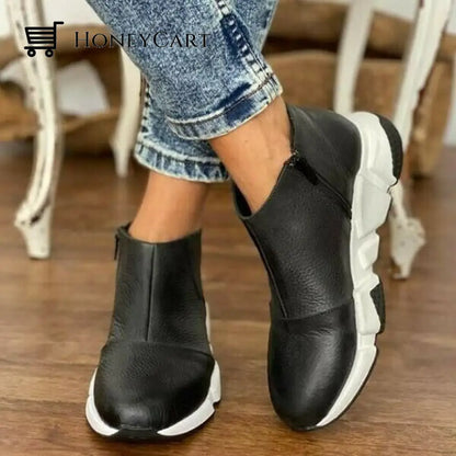 Womens Anti-Slip Platform Ankle Boots 5.5 / Black Orthopedic Shoes & Sandals