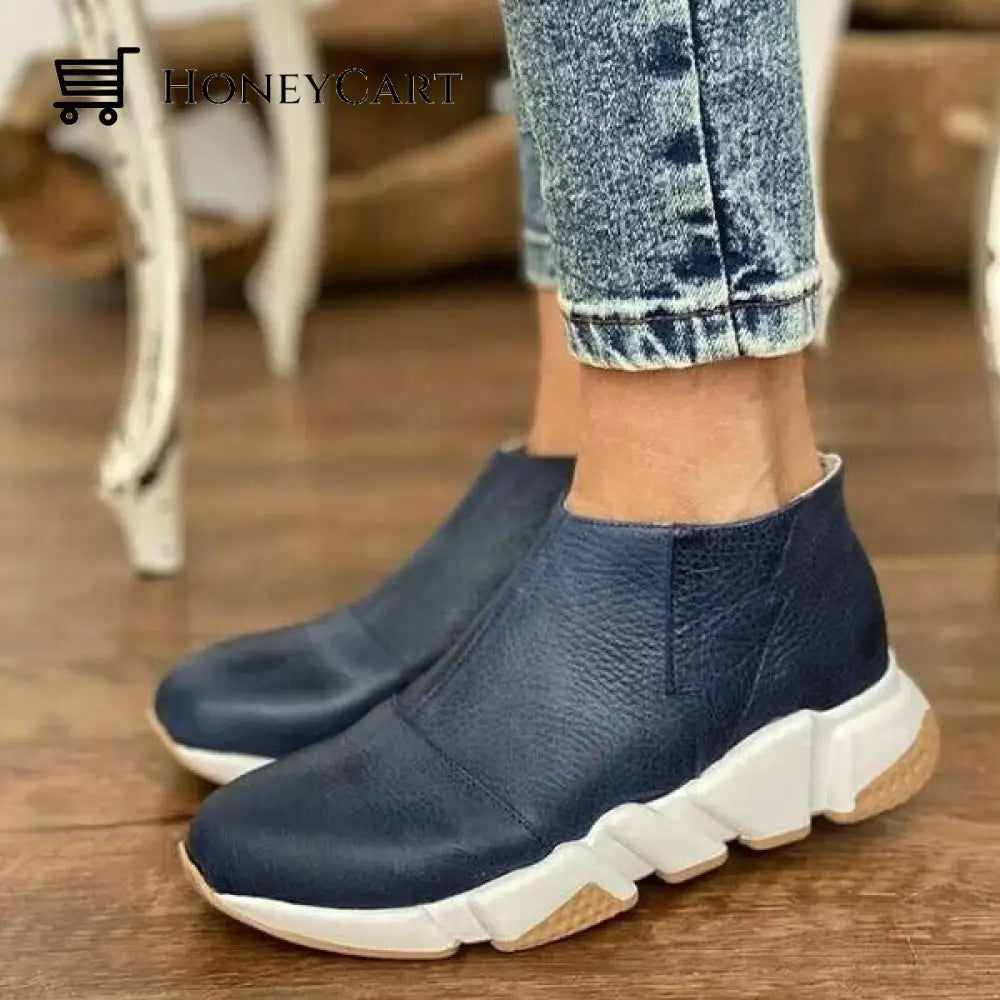 Womens Anti-Slip Platform Ankle Boots 5.5 / Blue Orthopedic Shoes & Sandals