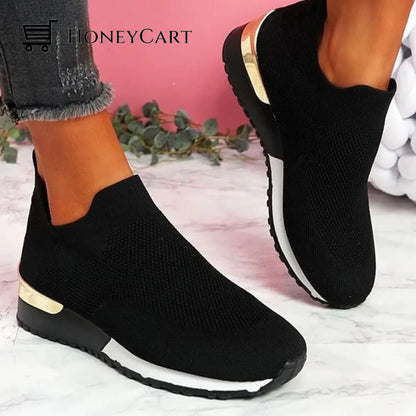 Womens Athletic Flyknit Fabric Slip-On Arch Support Air Cushion Orthopedic Sneakers Shoes & Sandals