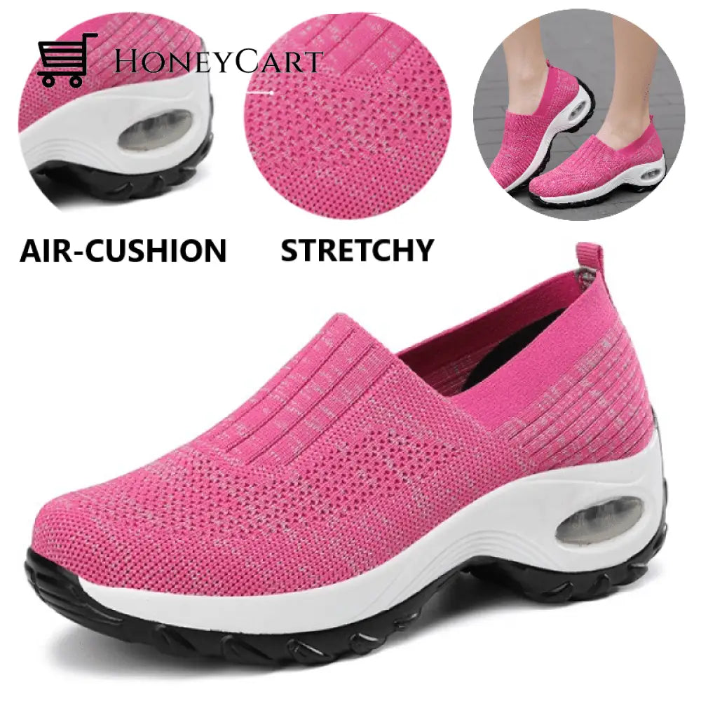 Womens Athletic Walking Shoes Casual Mesh-Comfortable Work Sneakers 5(36) / Fucsia Ltt-Shoes