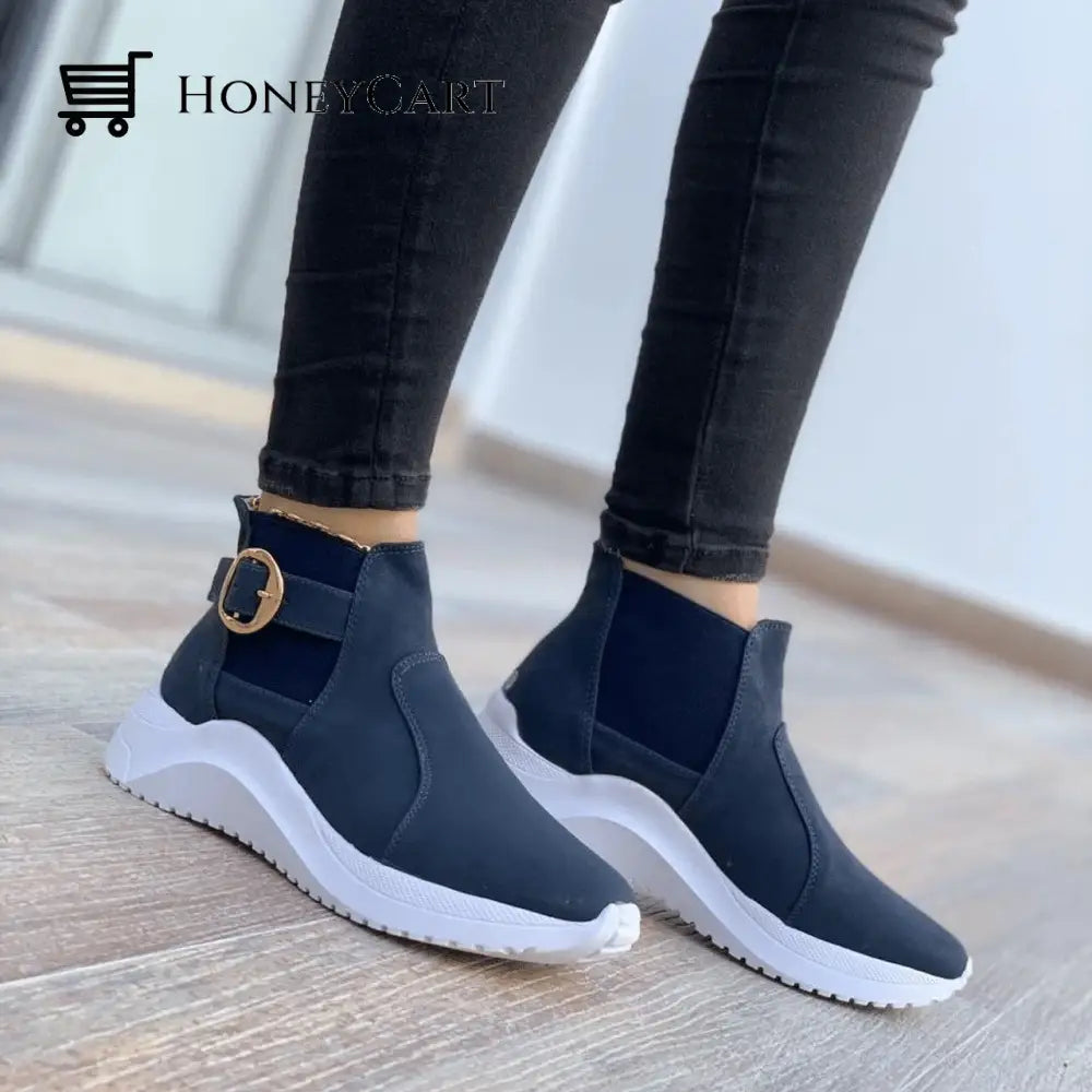 Womens Boots 2022 Genuine Leather Ankle For Woman Blue / 6 Orthopedic Shoes & Sandals