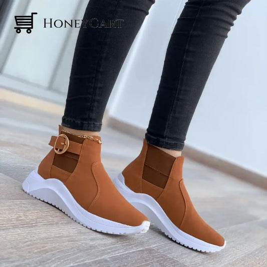 Womens Boots 2022 Genuine Leather Ankle For Woman Brown / 6 Orthopedic Shoes & Sandals