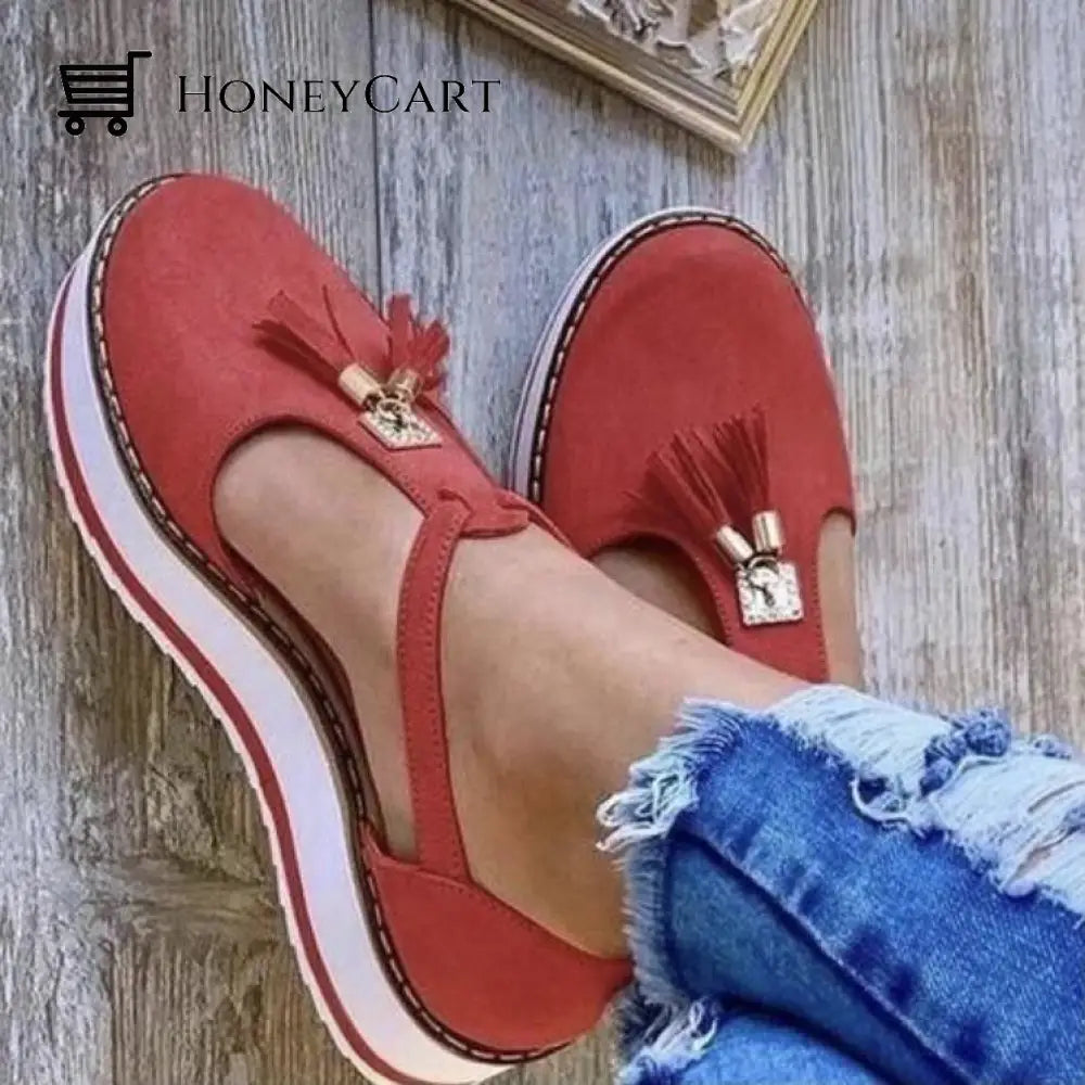 Womens Casual Platform Flat Comfort Shoes