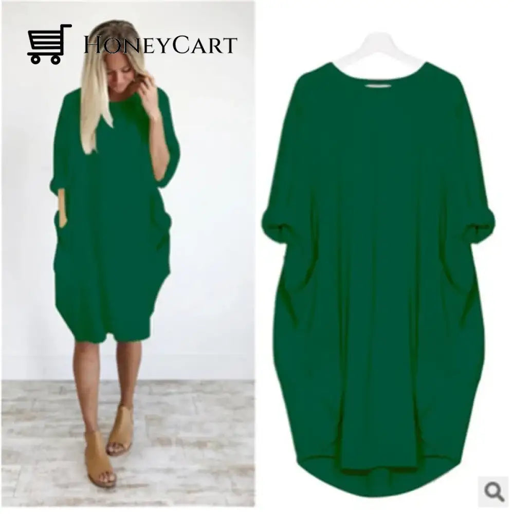 Womens Casual Solid O Outline Dress Army Green / S Tool