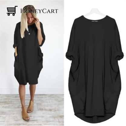 Womens Casual Solid O Outline Dress Black / S Tool