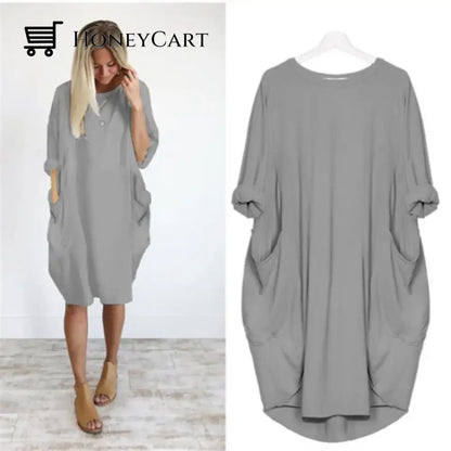 Womens Casual Solid O Outline Dress Grey / S Tool