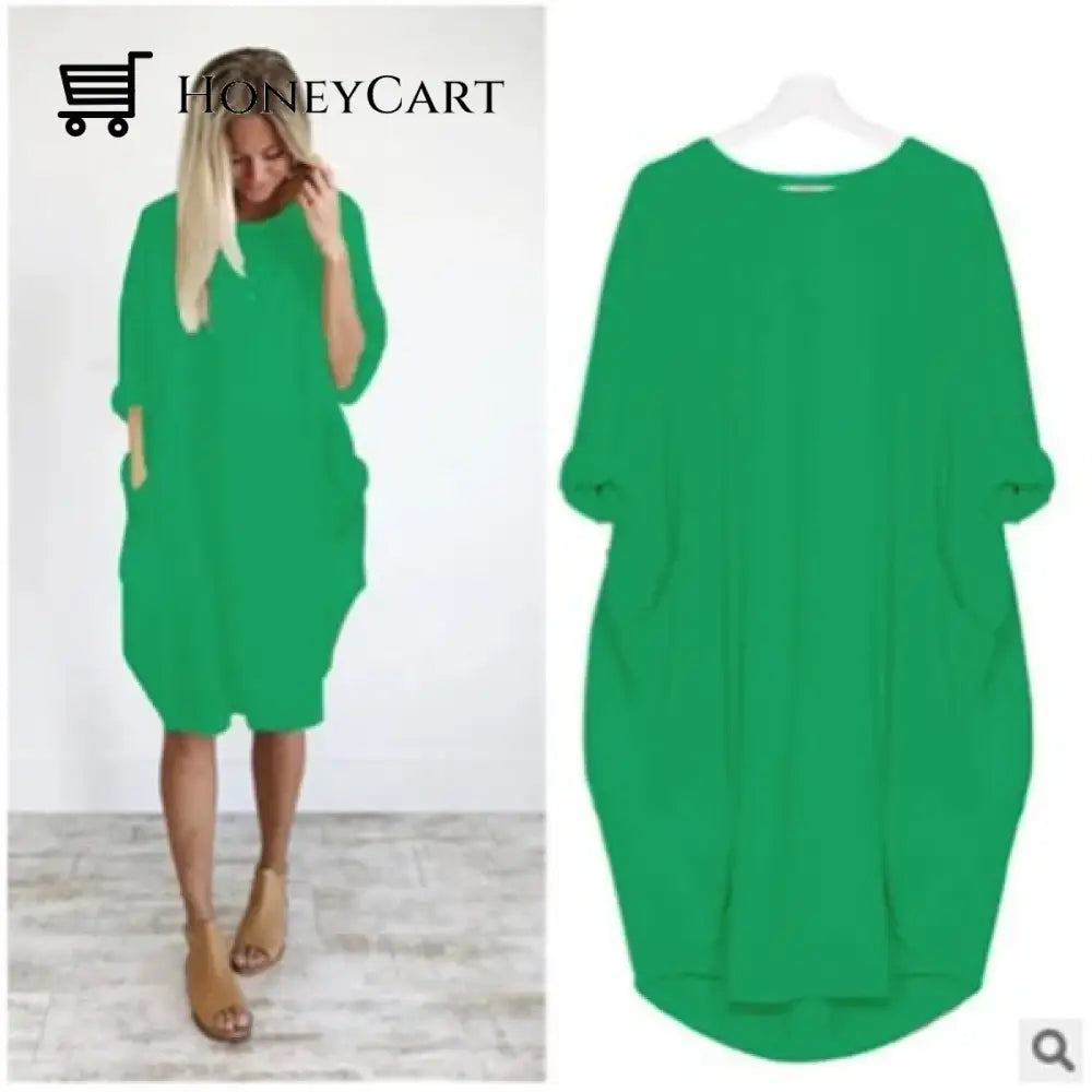 Womens Casual Solid O Outline Dress Light Green / S Tool