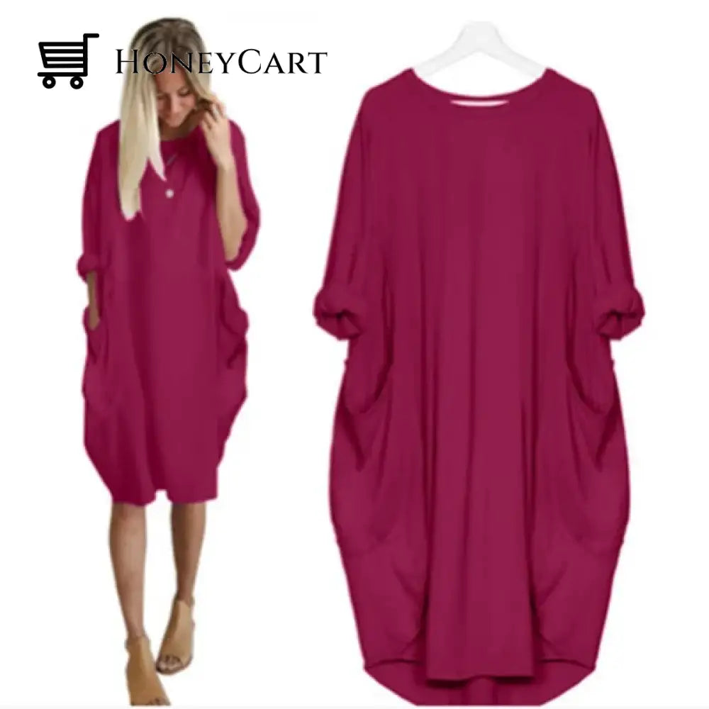 Womens Casual Solid O Outline Dress Violet / S Tool