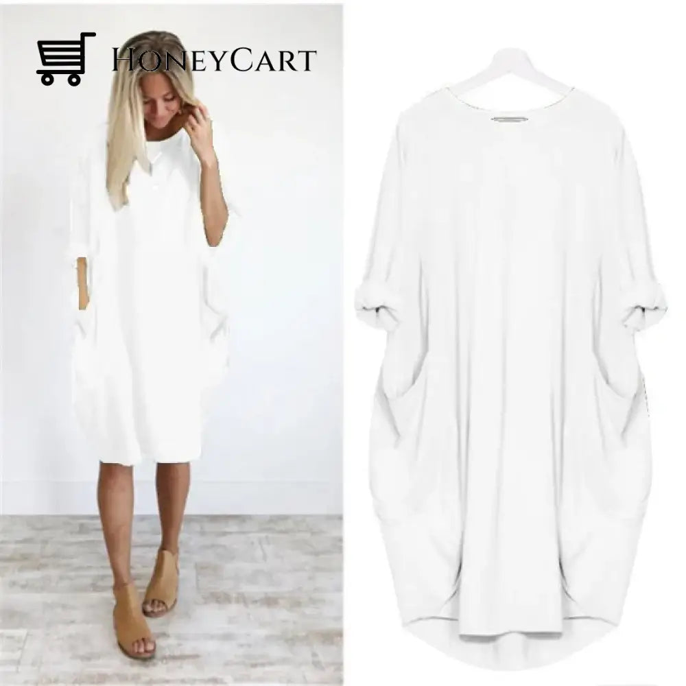Womens Casual Solid O Outline Dress White / S Tool