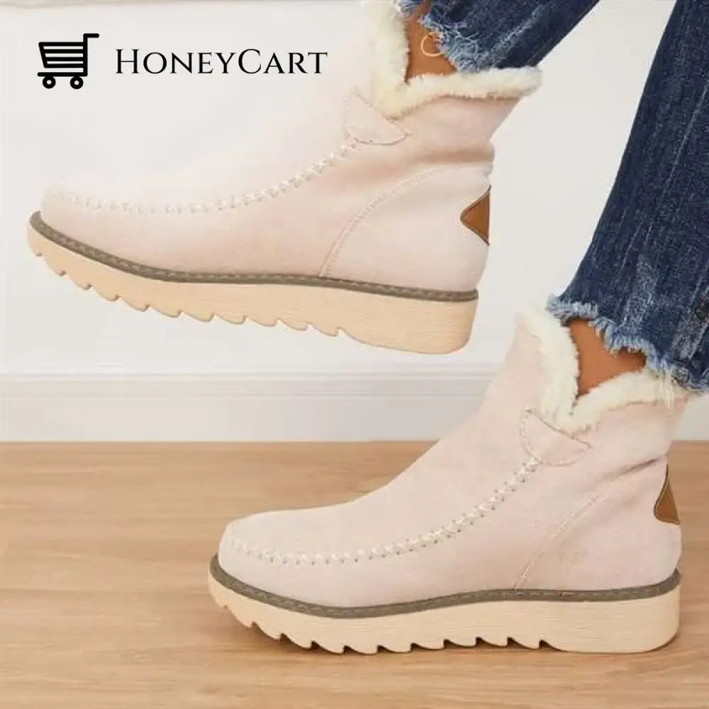 Womens Classic Non Slip Ankle Snow Boots Beige / 35 Tool