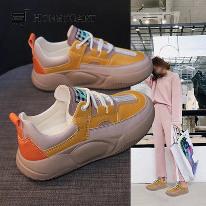 Womens Colorblock Thick Sole Walking Shoes