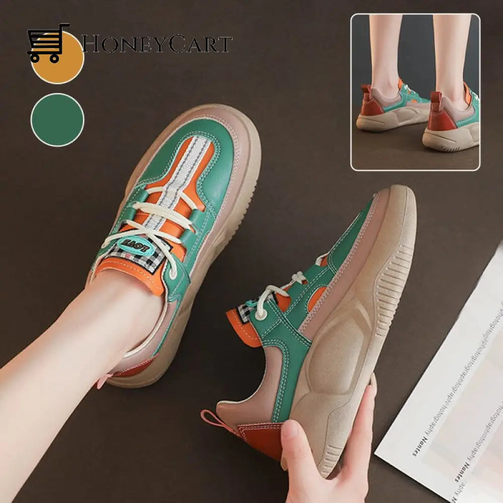 Womens Colorblock Thick Sole Walking Shoes