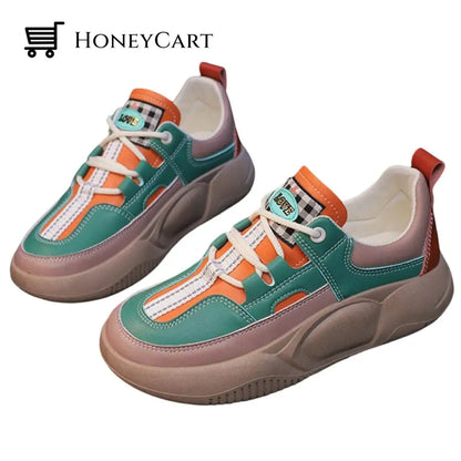 Womens Colorblock Thick Sole Walking Shoes