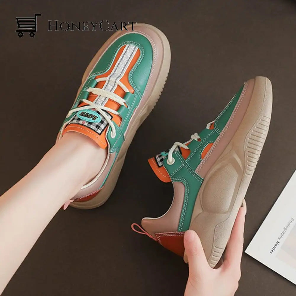 Womens Colorblock Thick Sole Walking Shoes