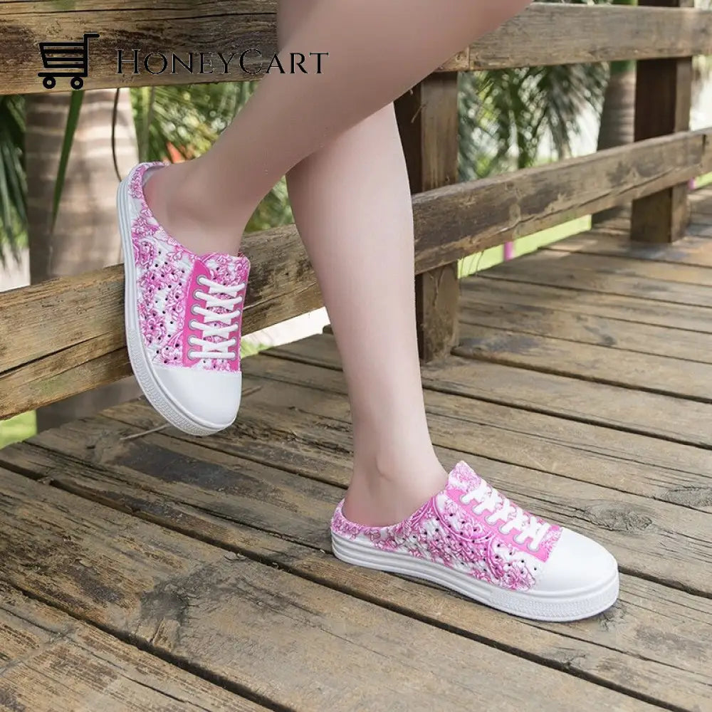 Womens Fashion Clogs Breathable Anti-Slip Flats Flower Print Sandals Shoes