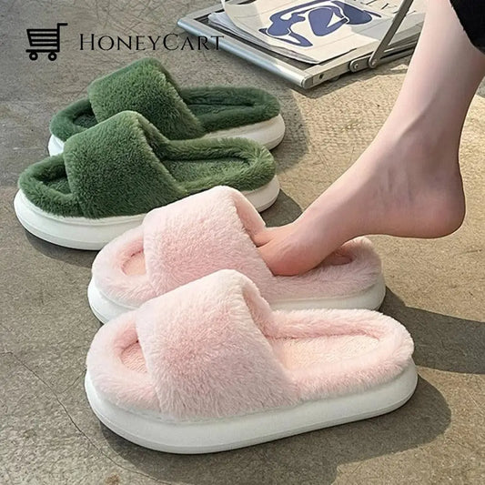 Womens Faux-Fur Cloud Slippers