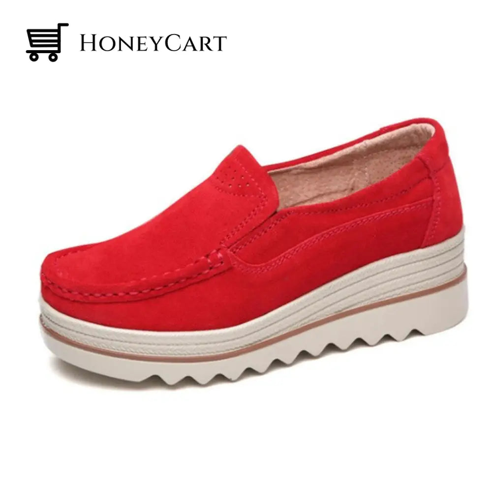 Womens Flat With Platform Shoes Red / Uk 3 | Us 5 Eu 36