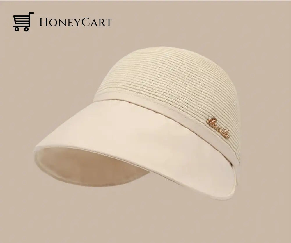 Womens Large Brim Sunscreen Hat For Beach Outing In Summer Beige Tool