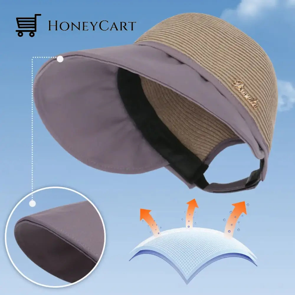 Womens Large Brim Sunscreen Hat For Beach Outing In Summer Tool