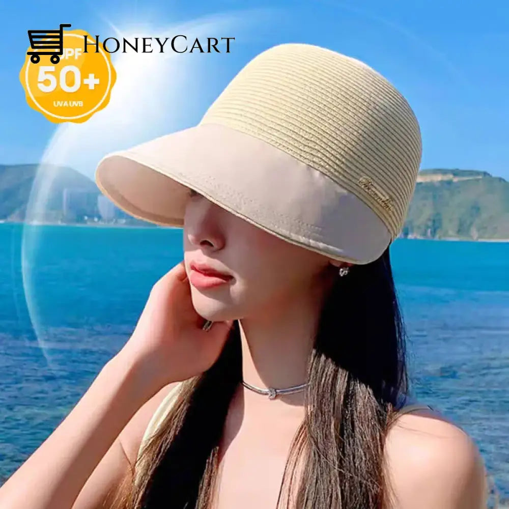 Womens Large Brim Sunscreen Hat For Beach Outing In Summer Tool