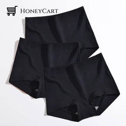 Womens Large Size High Waist Cotton Graphene Crotch Antibacterial Panties Black*3 /