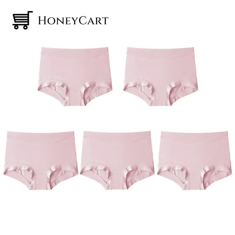 Womens Large Size High Waist Cotton Graphene Crotch Antibacterial Panties Light Pink*5 /