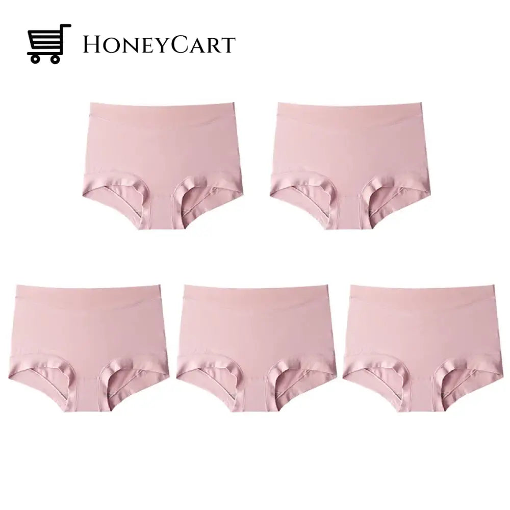 Womens Large Size High Waist Cotton Graphene Crotch Antibacterial Panties Pink*5 /