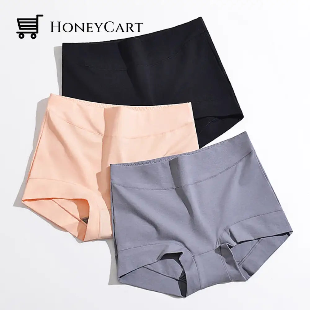 Womens Large Size High Waist Cotton Graphene Crotch Antibacterial Panties Skin+Gray+Black /