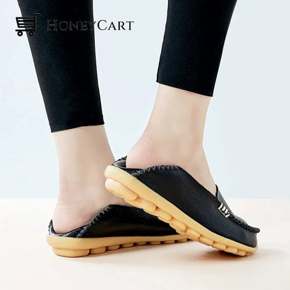 Womens Leather Loafers Flats Soft Walking Shoes Ltt-Shoes