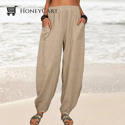 Womens Loose Cotton And Linen Casual Pants