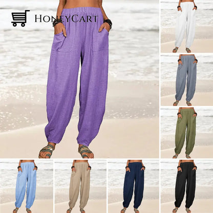 Womens Loose Cotton And Linen Casual Pants