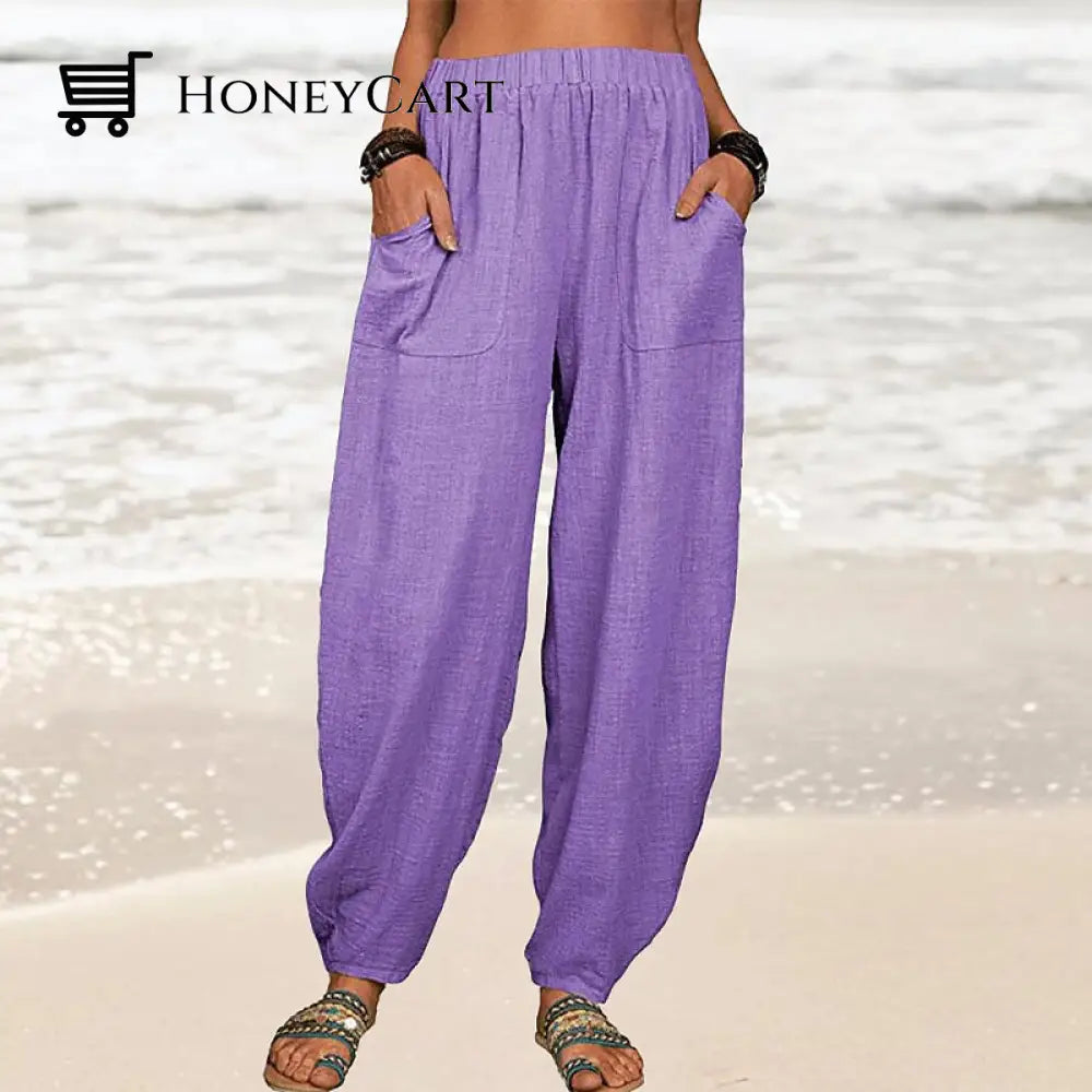 Womens Loose Cotton And Linen Casual Pants