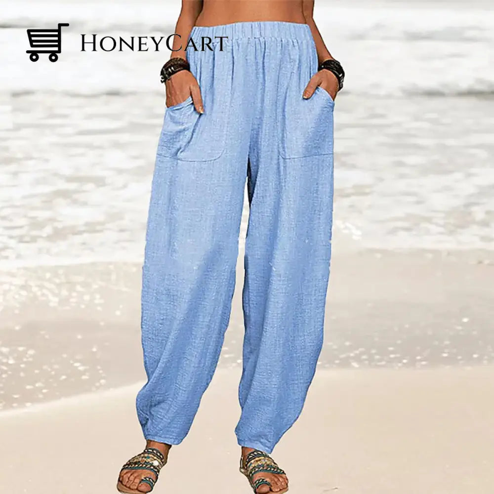 Womens Loose Cotton And Linen Casual Pants