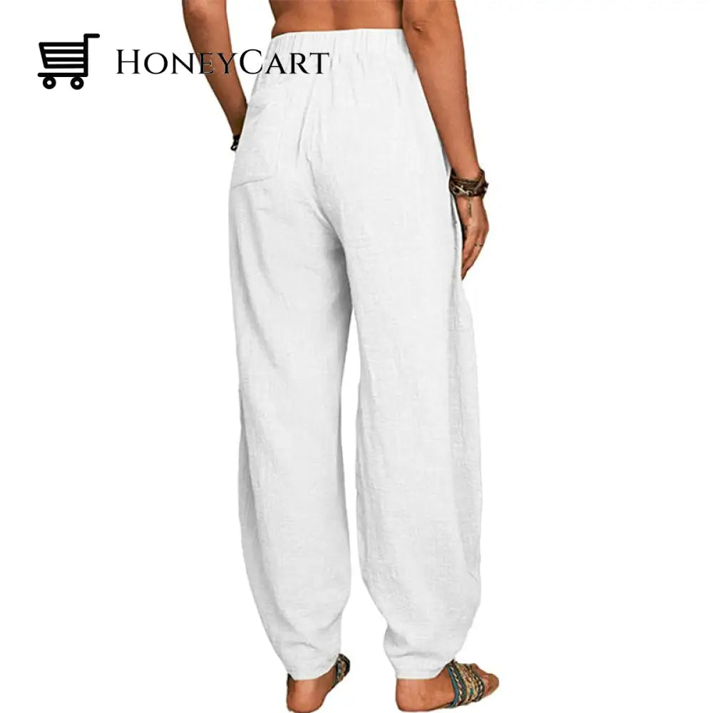 Womens Loose Cotton And Linen Casual Pants