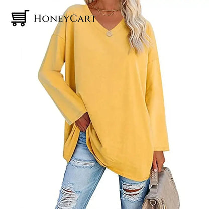 Womens Loose Long Sleeve Fashion V Neck Knit Top Tool