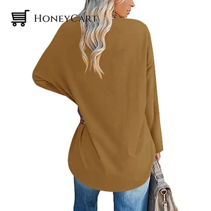 Womens Loose Long Sleeve Fashion V Neck Knit Top Tool