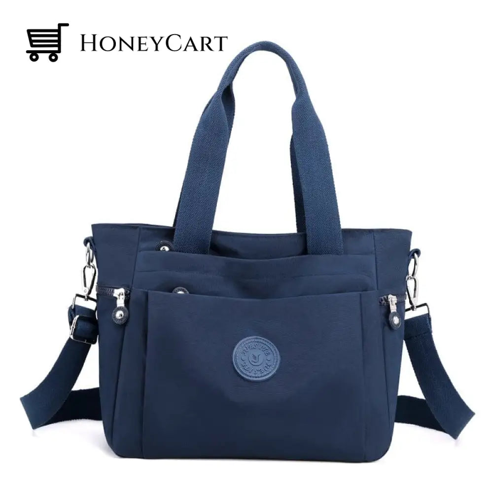 Womens Multicolor Large Capacity Tote Bag Dark Blue