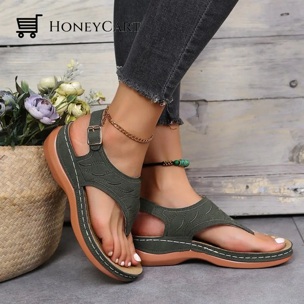 Womens Orthotic Sandals-Foot Pain Relief Dark Green / Us 5.5