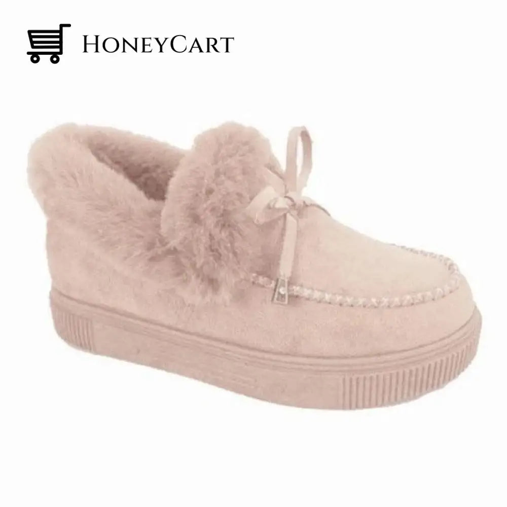 Womens Round Toe Fleece Thick Warm Cotton Shoes Beige / Us 4.5 Accessories