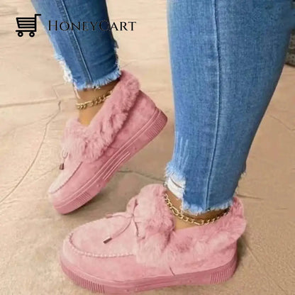 Womens Round Toe Fleece Thick Warm Cotton Shoes Pink / Us 4.5 Accessories