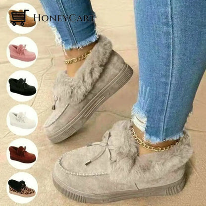 Womens Round Toe Fleece Thick Warm Cotton Shoes White / Us 4.5 Accessories