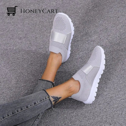 Womens Slip-On Sneakers Bunion Correction Shoes Gray / 5