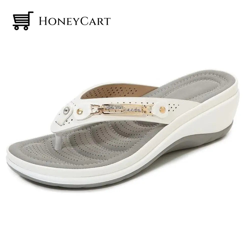 Womens Soft Cushion Flip Flops Thong Sandals Slippers White / Us 5.5