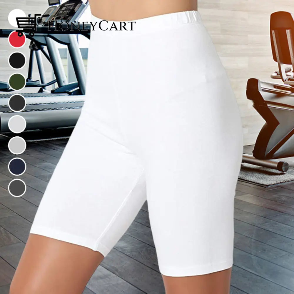 Womens Solid Color Fat Five-Point Yoga Sports And Leisure Pants