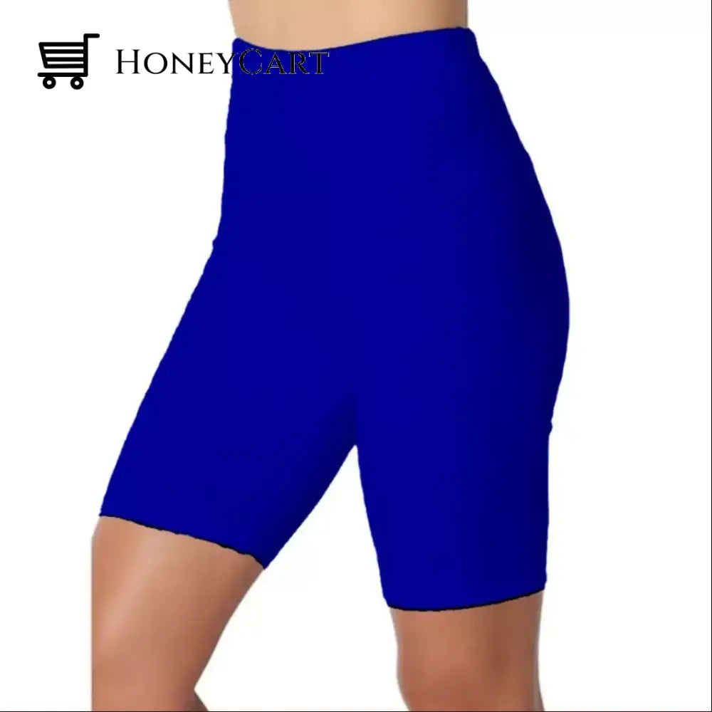 Womens Solid Color Flat Five-Point Yoga Sports And Leisure Pants Royal Blue / S Tool