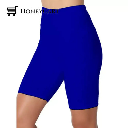 Womens Solid Color Flat Five Point Yoga Sports And Leisure Pants Royal Blue / S Tool