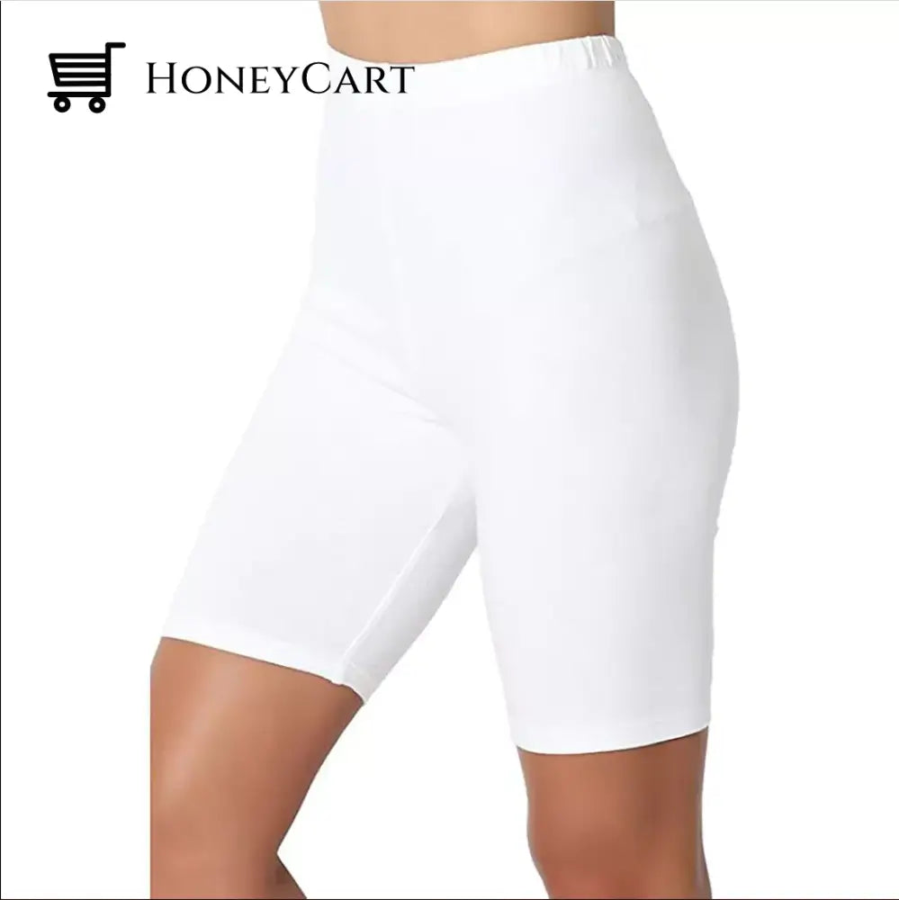 Womens Solid Color Flat Five-Point Yoga Sports And Leisure Pants White / S Tool